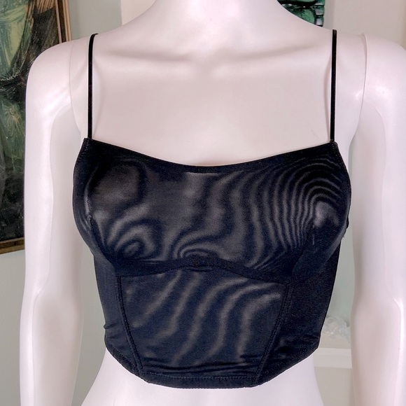 NWT new Privacy Please Revolve Black mesh Sheer Bra Top bustier crop top XSmall - Picture 2 of 8